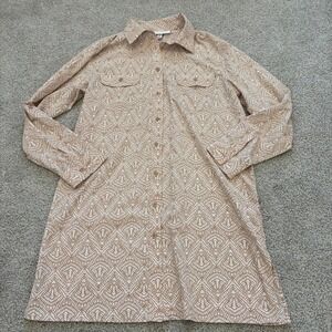 Coolibar Shirt Dress Womens M Beige Tan Sun Protection Summer Resortwear Outdoor